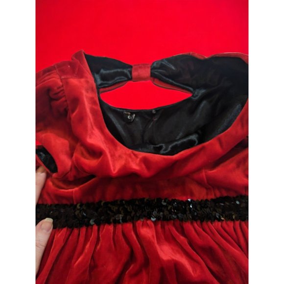 Red Fuzzy Sequin Accent Dress - Picture 9 of 11